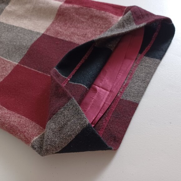 Yihua Burgundy Plaid Wool Blend Wide Leg Vintage Trousers - Picture 7 of 16